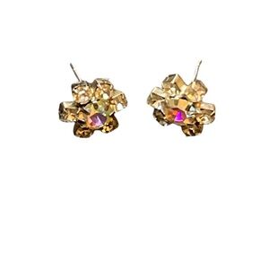 Vintage AB Crystal Flower Stud Earrings - Women Jewelry